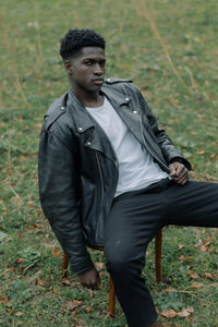 Vintage Men's Black Leather Motorcycle Jacket