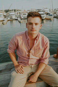 Summer Striped Casual Shirt - Men's Linen/Cotton Blend
