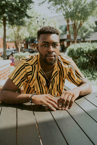 Summer Striped Casual Shirt - Men's Linen/Cotton Blend