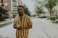 Summer Striped Casual Shirt - Men's Linen/Cotton Blend