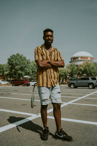 Summer Striped Casual Shirt - Men's Linen/Cotton Blend