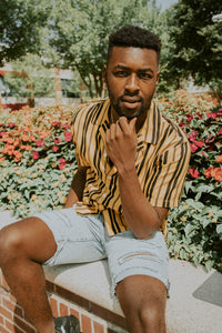 Summer Striped Casual Shirt - Men's Linen/Cotton Blend