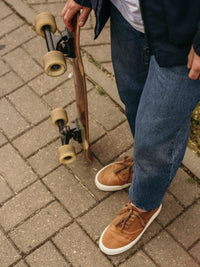 Men's Sportive Shoes - Classic Design in Light Brown and White